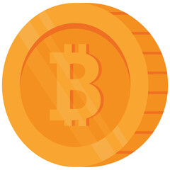 Bitcoin Element. Vector illustration of A single golden Bitcoin coin symbolizing cryptocurrency. Isolated on background