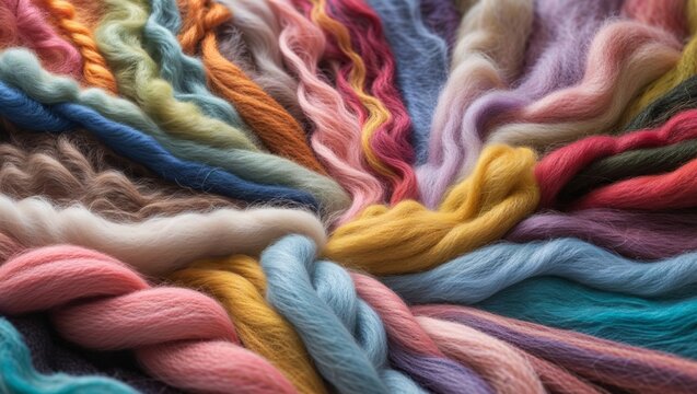 Colorful wool showing variety of colors in textile art