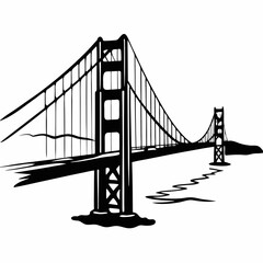 Fototapeta premium Golden Gate Bridge - line art illustration in white background