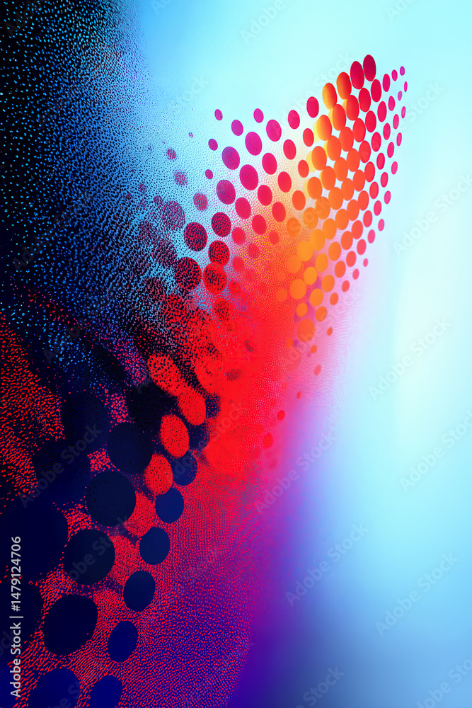 Poster abstract background forming a colorful dynamic swirl with dots