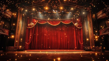 Grand Theater Stage with Red Curtains