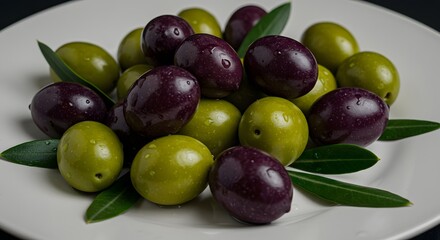 Obraz premium Olive Assortment on White Plate