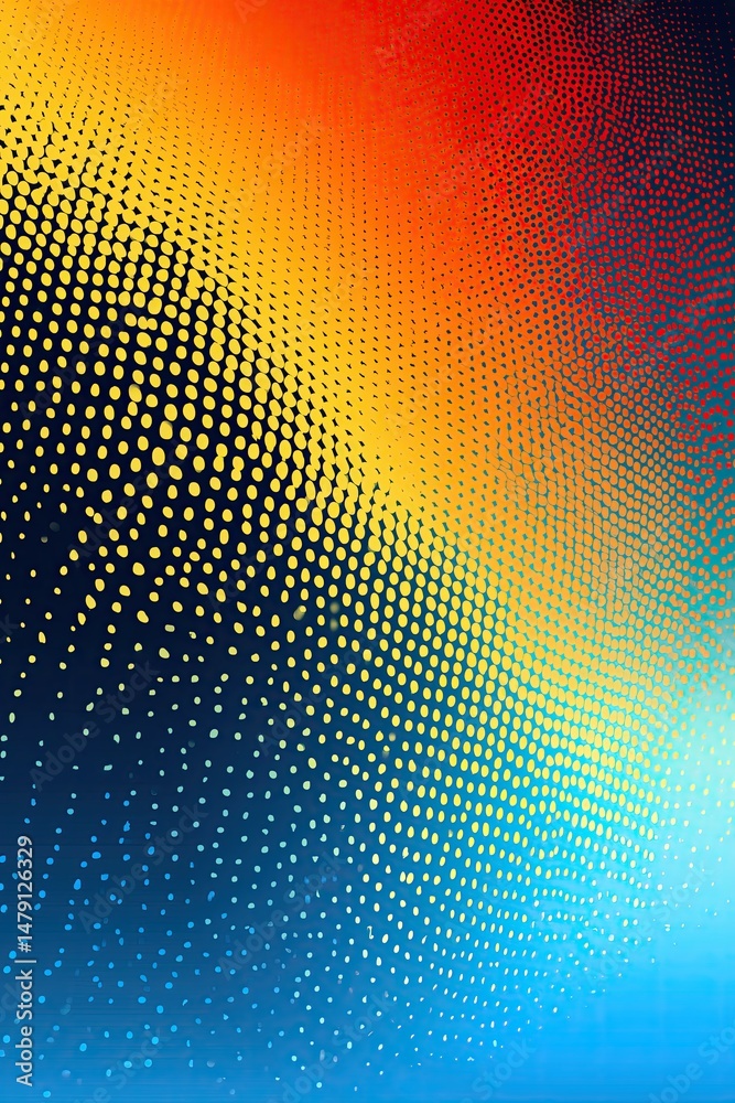 Poster colorful halftone pattern creating dynamic visual effect