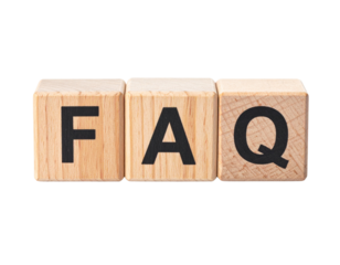 Wooden blocks display the letters "F", "A", and "Q" in bold black text.