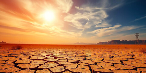 Cracked Earth Under Extreme Heat and Sun