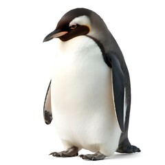 Obraz premium Adorable Emperor Penguin Posing Against White Background Wildlife