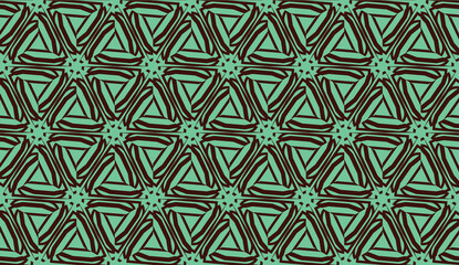 Template with geometric pattern. Vector illustration. Triangles style. Green, chocolate color. Seamless