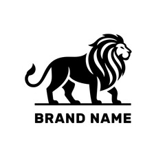 Walking lion logo in bold black silhouette for powerful premium branding and business identity design 