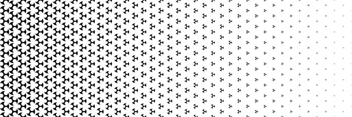 horizontal halftone of black circle design for pattern and background.