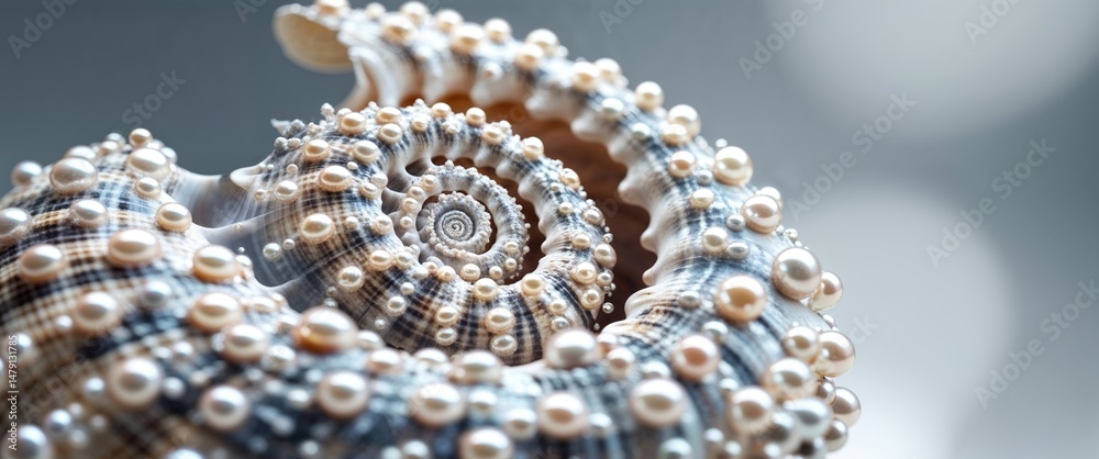 Aufkleber abstract seashell design with pearls and spiral