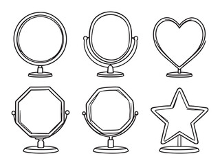 Simple Vanity Mirror Outline Drawing Set