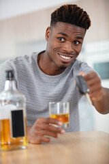 alcoholic young man with car keys