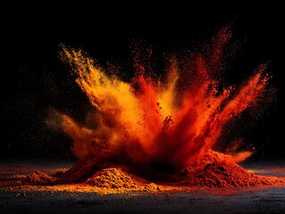 Explosive Burst of Turmeric and Red Chilli Powder in Motion