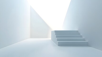 Fototapeta premium Empty, minimalist stairway within a light-filled, modern space.