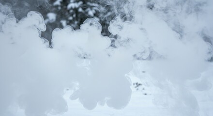 White Smoke in Winter Landscape