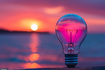 Glowing Light Bulb Symbolizing a Bright Idea on Minimalist Background

