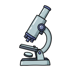 Cartoon style blue microscope vector illustration for lab, science research, and education graphics