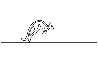 Continuous one line drawing of kangaroo. Single line drawing illustration of kangaroo for zoo icon. Australian mascot. Concept vector art. Doodle line illustration.