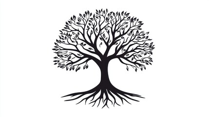 Tree silhouette logo with roots and branches