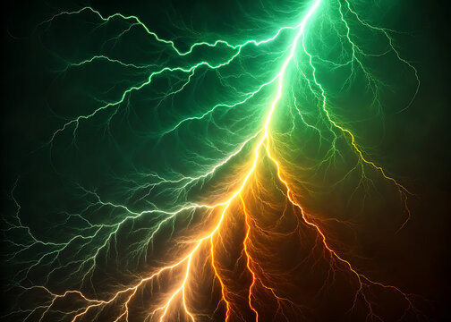 Electric firebolt merging green and orange 