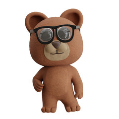 Cartoon Bear Using Sunglasses 3D Character Illustration. © Permadicreative