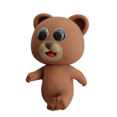 Cartoon bear walking leisurely 3D Character Illustration. © Permadicreative
