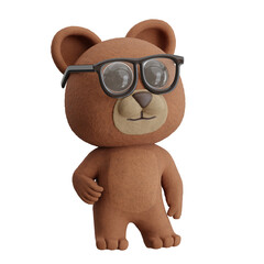 Cartoon Bear Using Sunglasses 3D Character Illustration. © Permadicreative