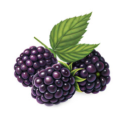 Fresh Blackberries with Green Leaf – Juicy and Nutrient-Rich isolated on transparent background 