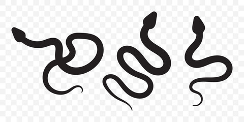 Simple snake silhouette set vector illustration reptile animal design. EPS 10