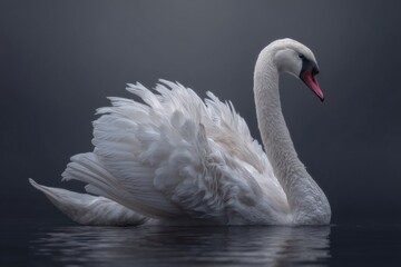 Fototapeta premium Swan Swimming Gracefully in Calm Waters