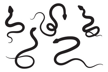 snake animal black silhouette icon - designs for jungle animals snake Safaris, wildlife, rainforest, vector on a white transparent background. EPS 10