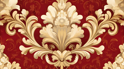 Fototapeta premium Elegant Gold & Red Damask Design