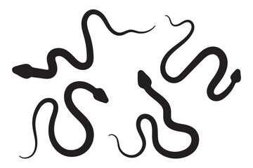 snake animal black silhouette icon - designs for jungle animals snake Safaris, wildlife, rainforest, vector on a white transparent background. EPS 10