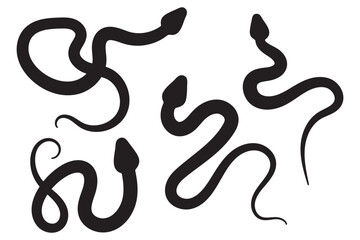 snake animal black silhouette icon - designs for jungle animals snake Safaris, wildlife, rainforest, vector on a white transparent background. EPS 10