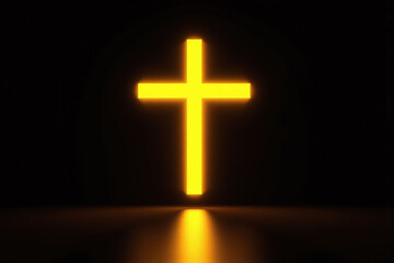 Obraz premium cross in the middle of a dark room