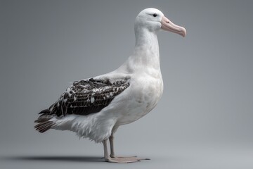 Obraz premium Albatross Standing on a Plain with Ocean Background