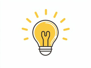 Illustration of a Bright Light Bulb with Radiating Rays