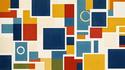Abstract geometric pattern of squares and rectangles in vibrant colors.