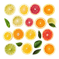 Obraz premium Citrus fruit cross-sections, vibrant array
