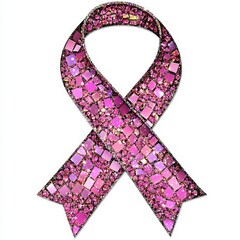 Pink mosaic ribbon symbolizes awareness and support for breast cancer initiatives and research