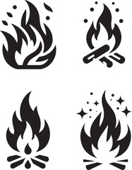 fire flame silhouette icon set