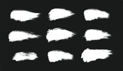 Brush paint vector set. Messy ink brush strokes, Korean calligraphy strokes. White abstract messy spot collection. Grungy frames pack.	

