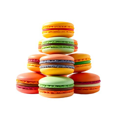 Colorful Macaron Tower with Soft Shadows on White Background