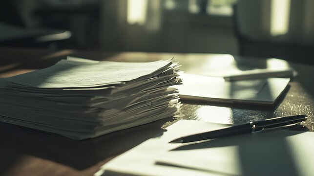 Stack of papers on a desk (2)