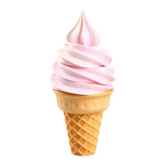 Swirl Ice Cream Cone on White Background Isolated with No Shadow