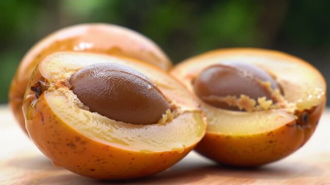 Mamey Sapote Close Up Captures Exotic Fruit Delicious and Ready To Eat