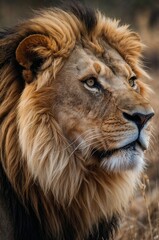 portrait of a male lion , a majestic lion wild life photography , lion image ,lion photo , nature photography ,nature , animal photography close-up photo 