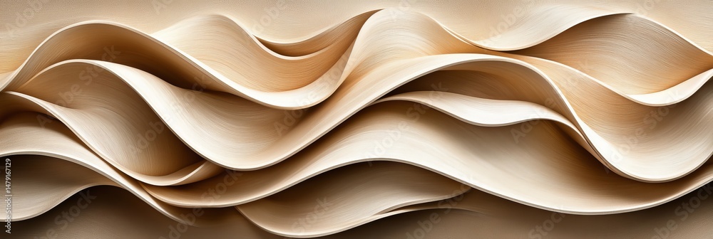 Wall mural flowing lines gold wavy background with dynamic gentle waves and delicate texture, 3d render