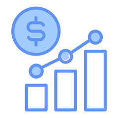 Stock Market Outline Blue Color Icon