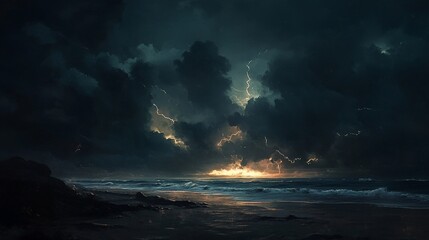 Stormy Coastline Sunset